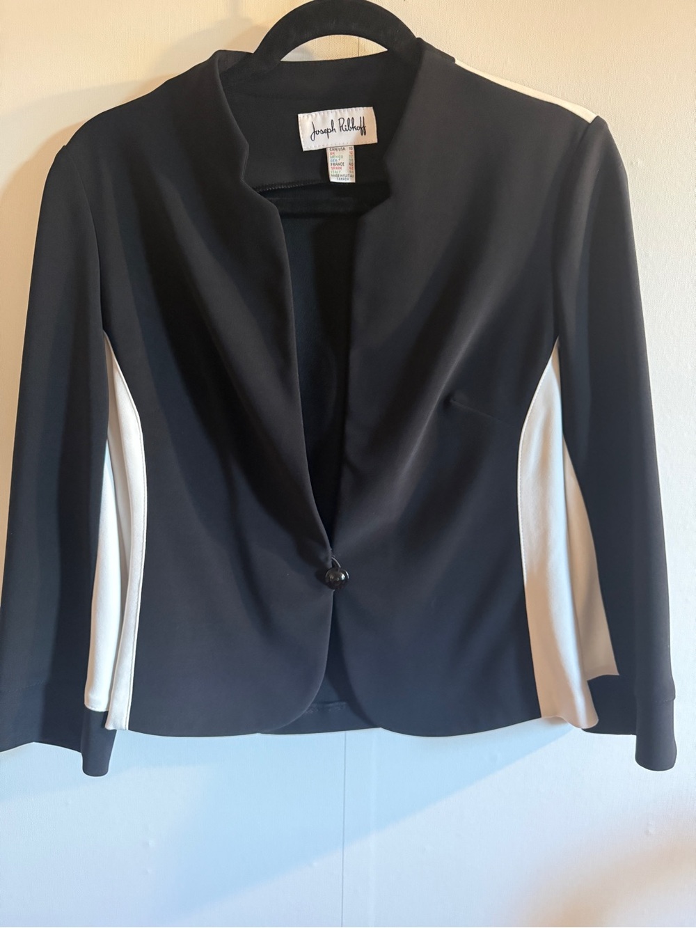 Joseph Ribkoff Color Block Blazer Black White Career Jacket Size 10
